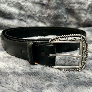 ARIAT Limited Edition Western Belt Buckle with a Tony Lama Black Leather Belt